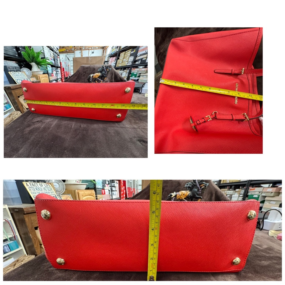 Michael Kors Vibrant Red Tote with Gold Accents EUC - Picture 10 of 11